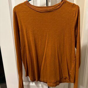 Whisper Cotton Rib-Crewneck Long-Sleeve Tee